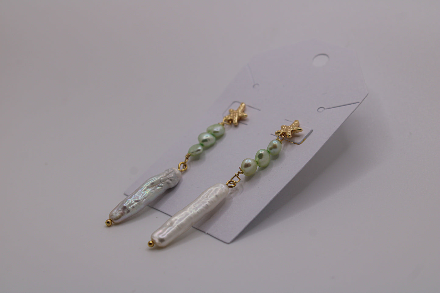 Green Pearl Drop Earrings