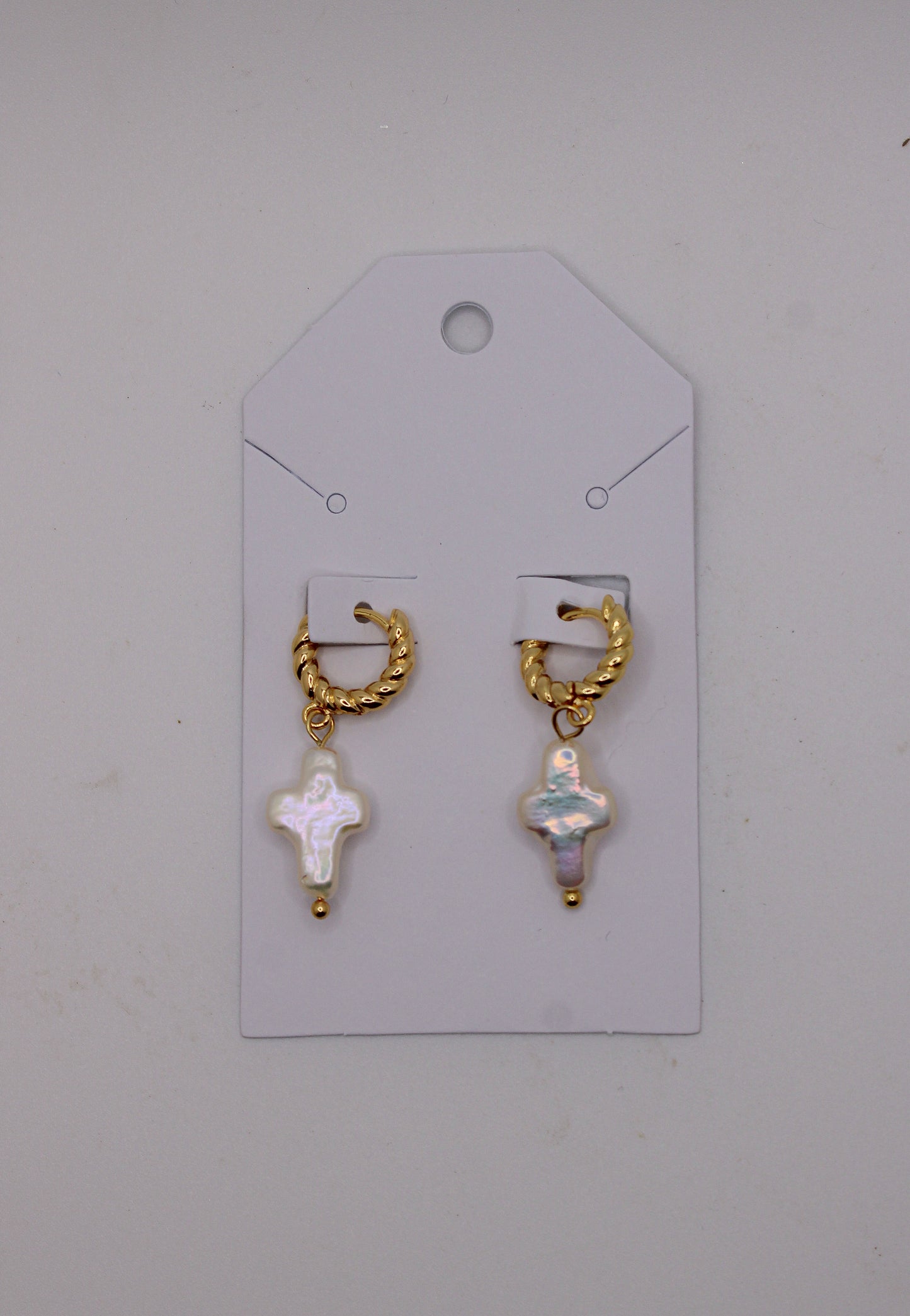 Pearl Cross Earrings