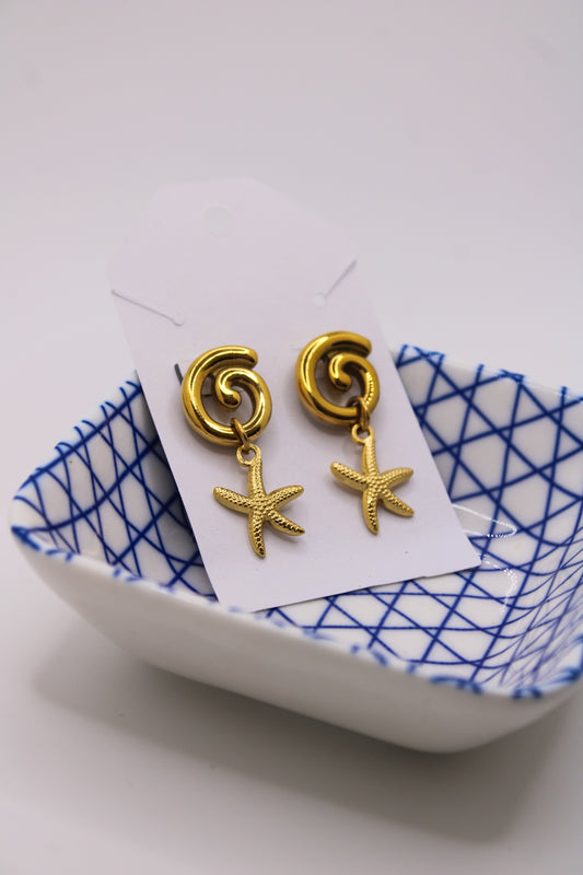 Tidal Swirl Starfish Earrings
