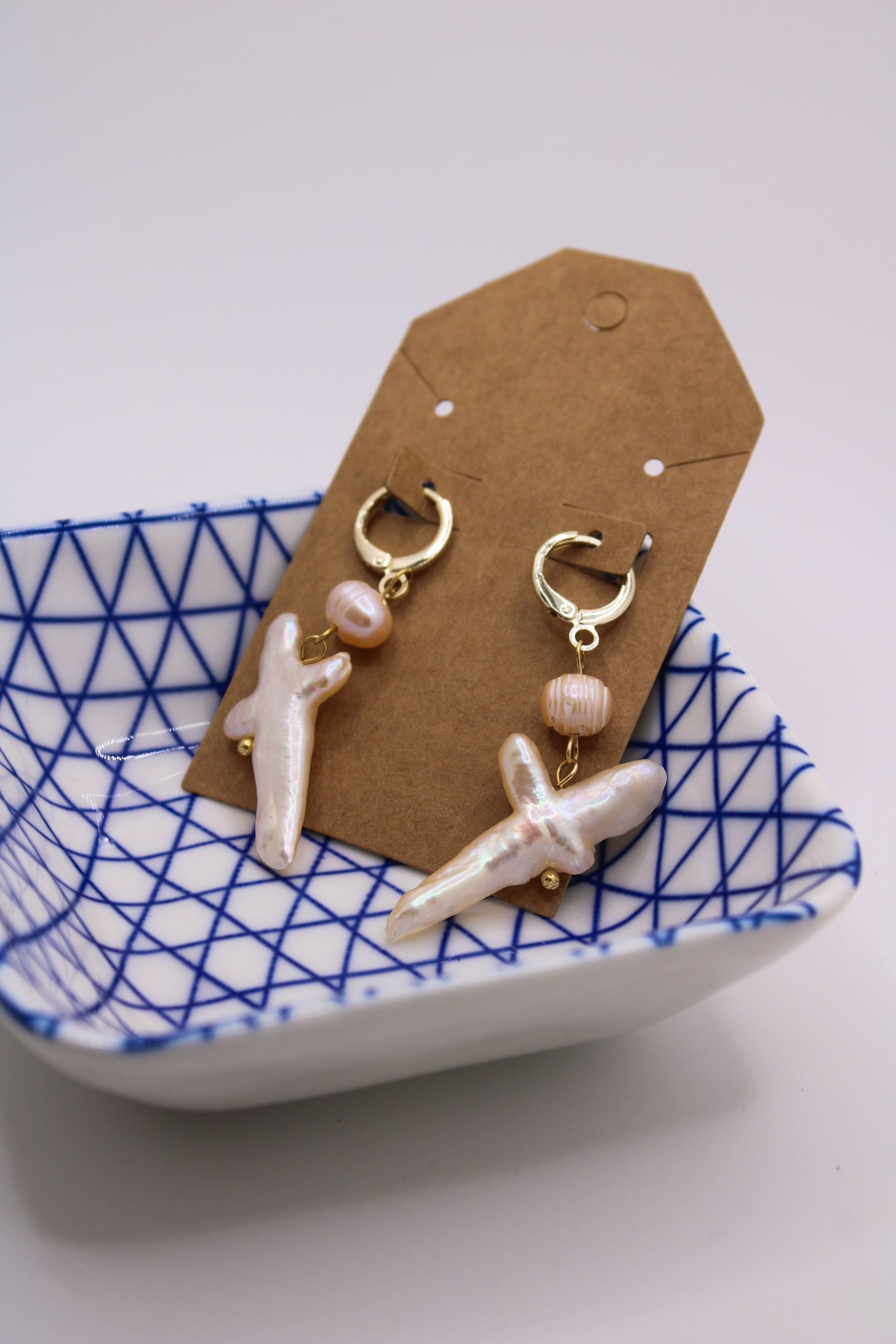 Pearl Cross Earrings