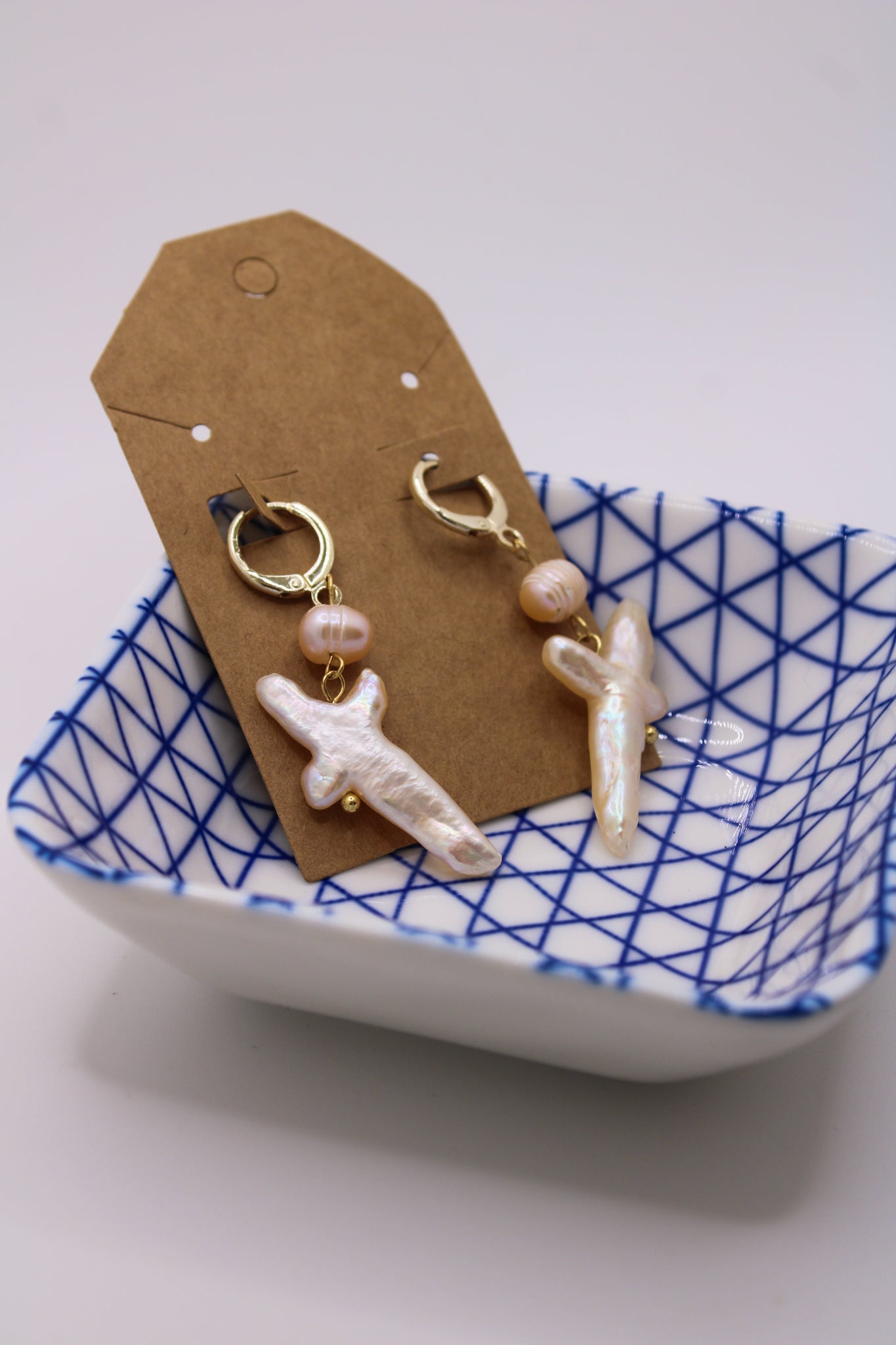 Pearl Cross Earrings