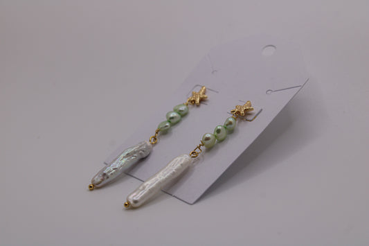 Green Pearl Drop Earrings