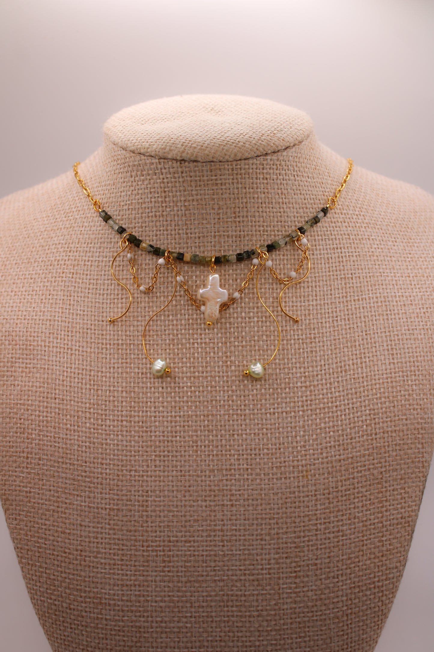 Pearl Cross Statement Necklace