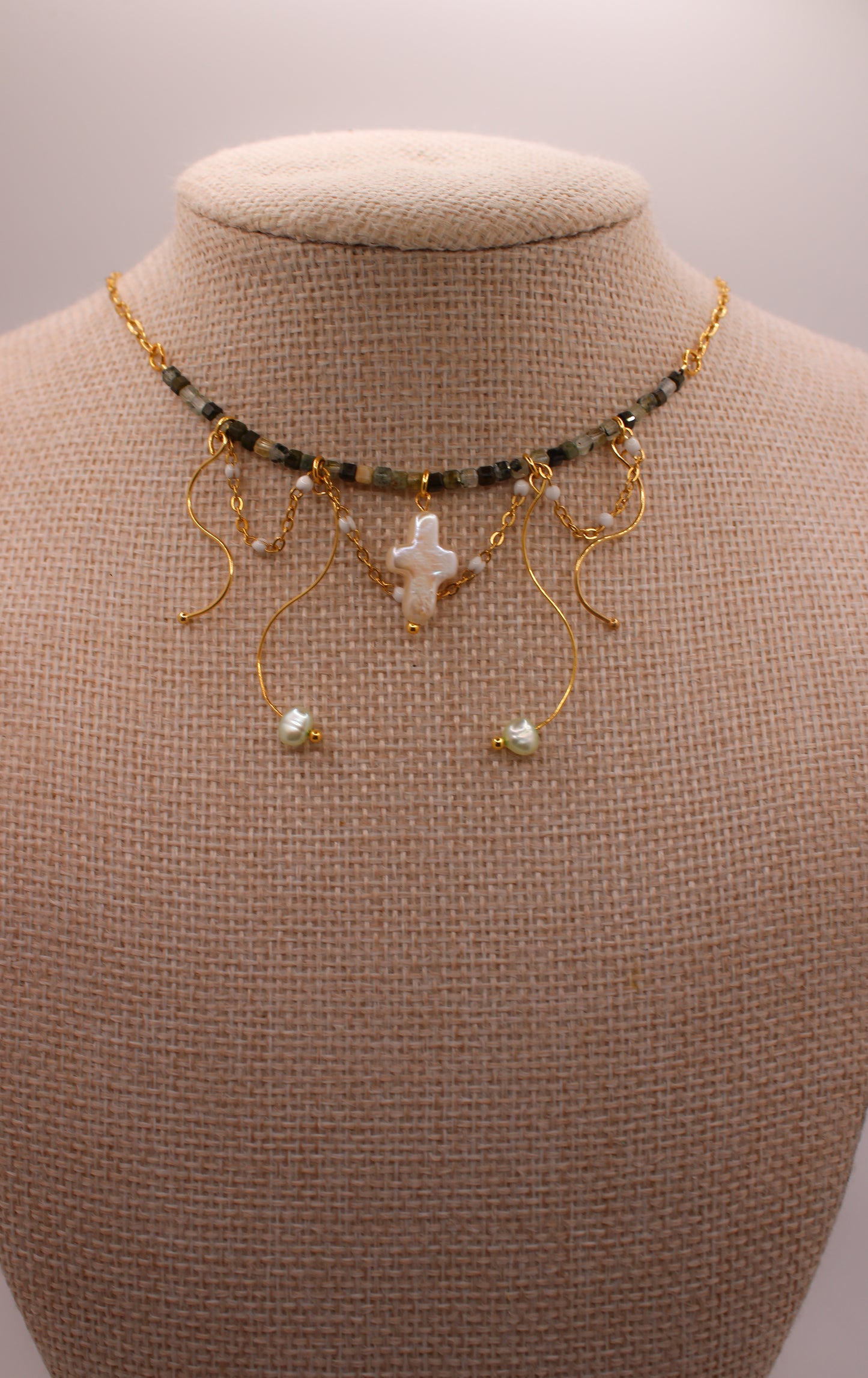 Pearl Cross Statement Necklace
