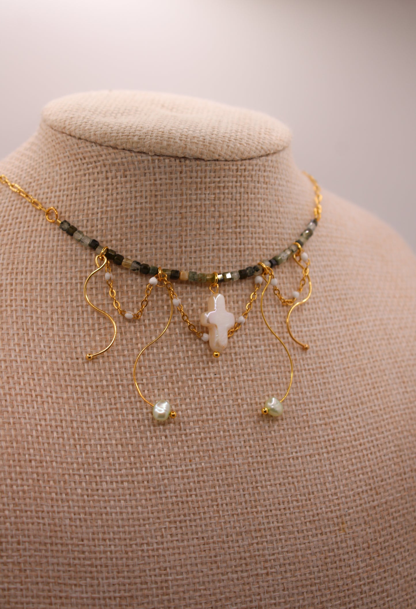 Pearl Cross Statement Necklace