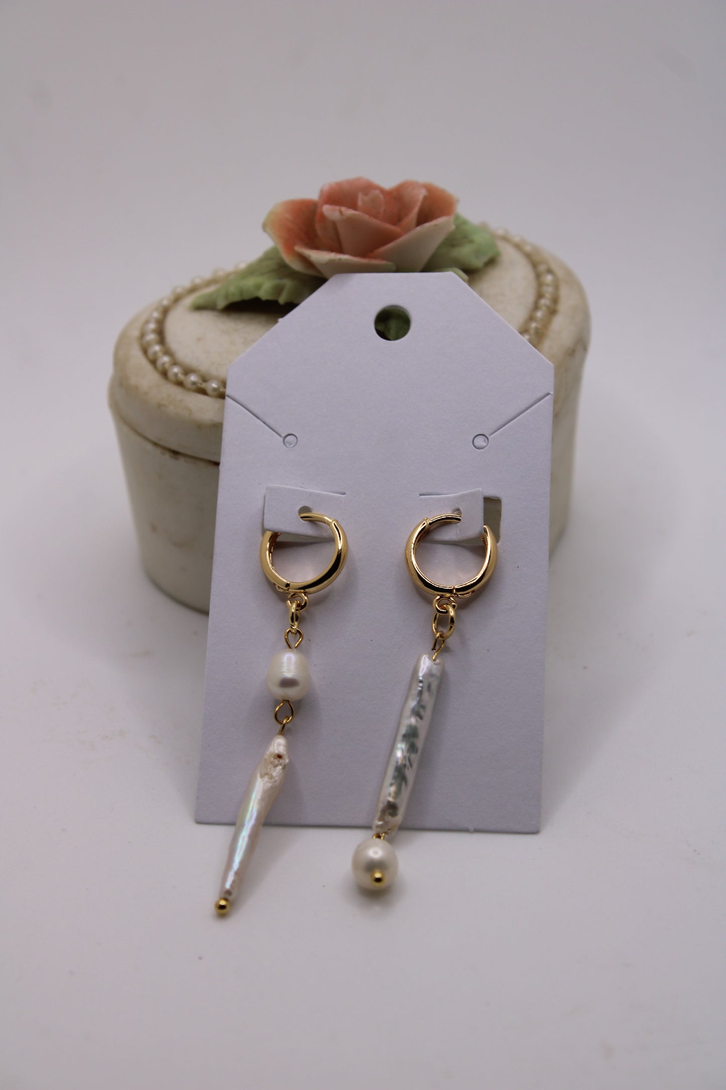 Elegant Pearl Drop Hoop Earrings