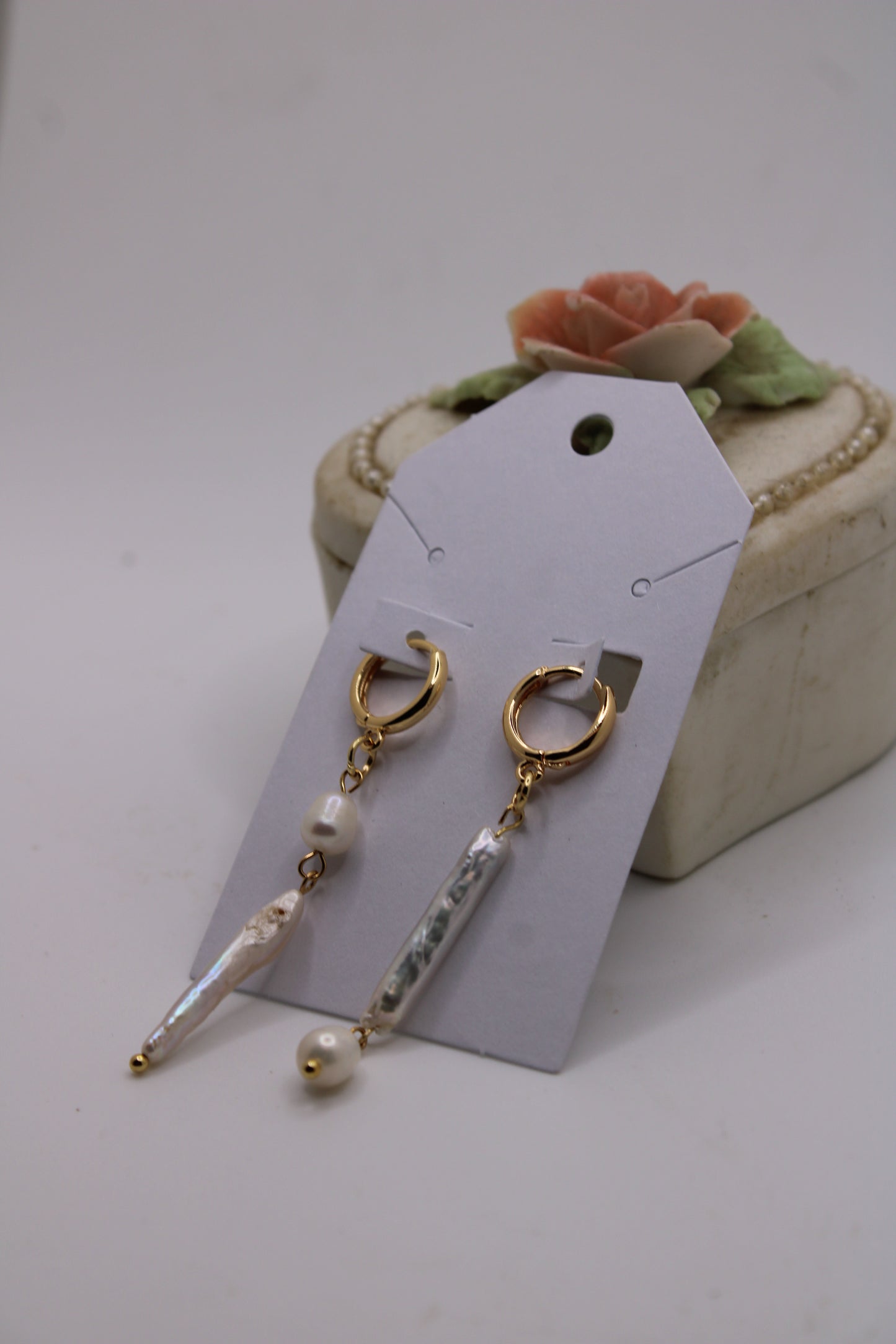Elegant Pearl Drop Hoop Earrings