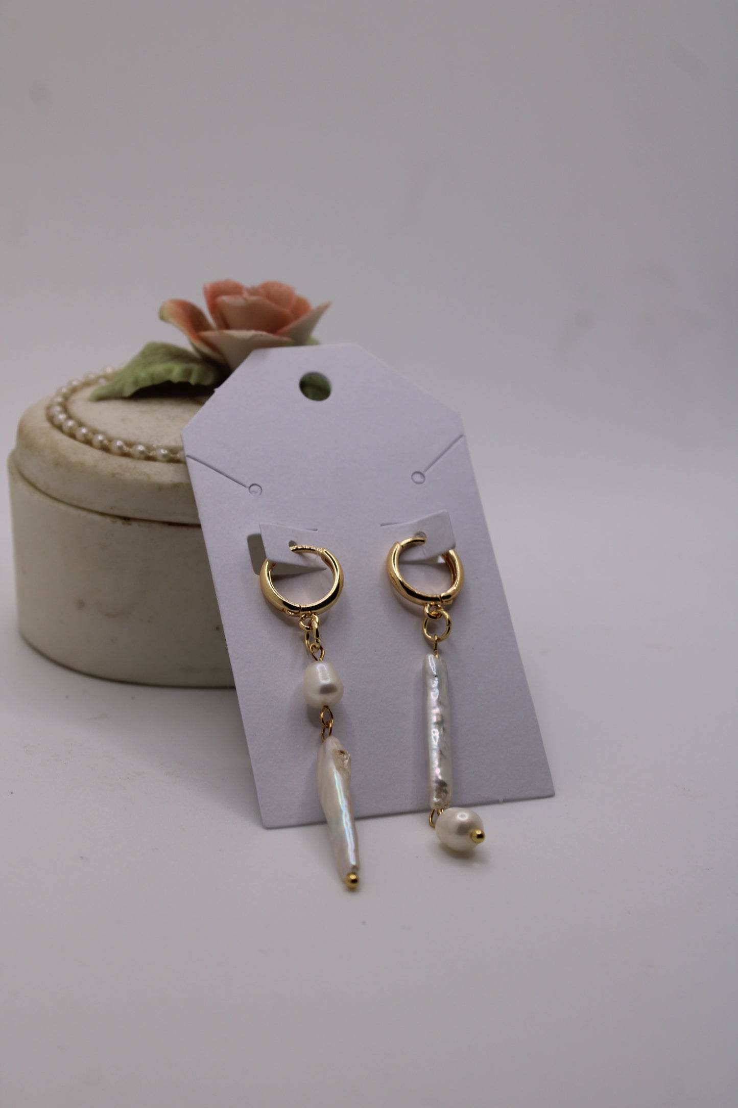 Elegant Pearl Drop Hoop Earrings