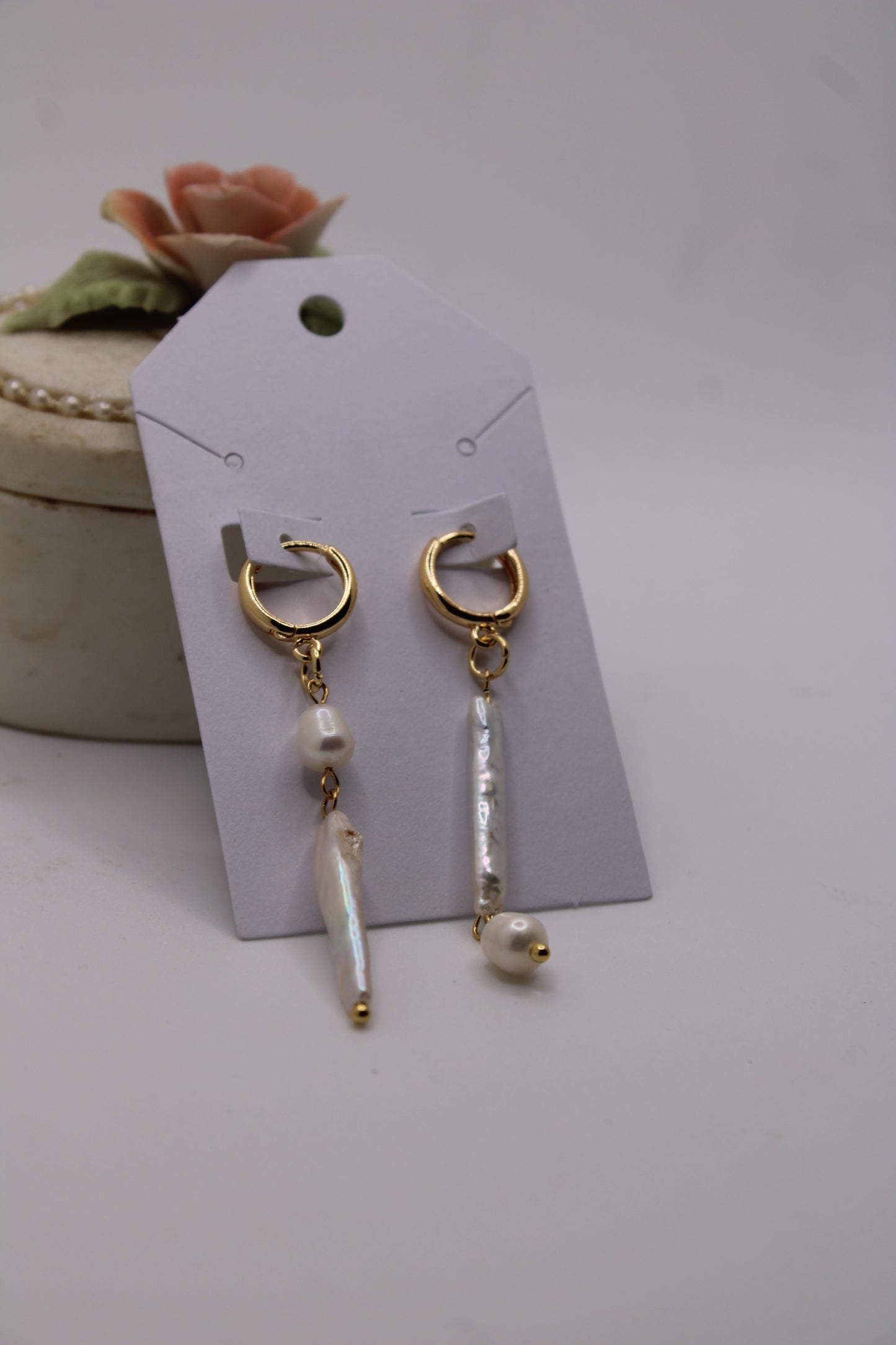 Elegant Pearl Drop Hoop Earrings