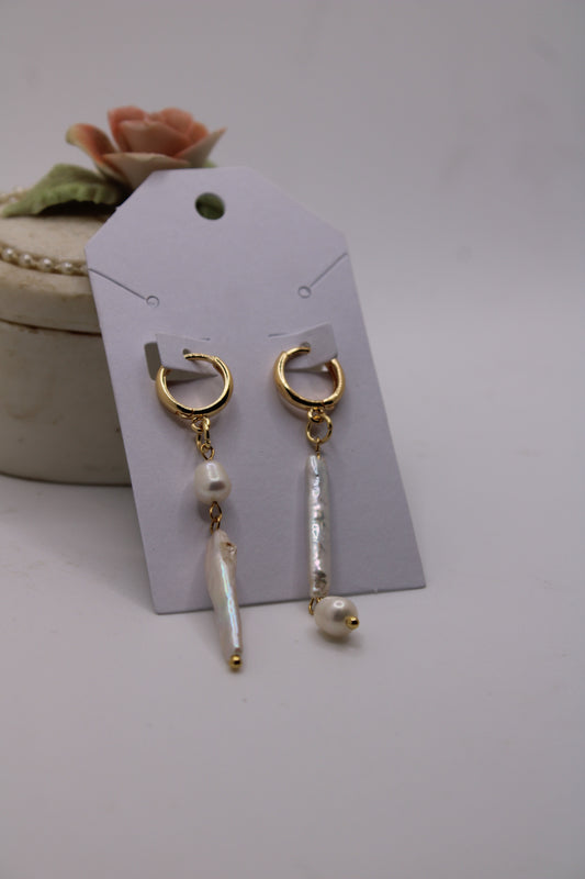 Elegant Pearl Drop Hoop Earrings