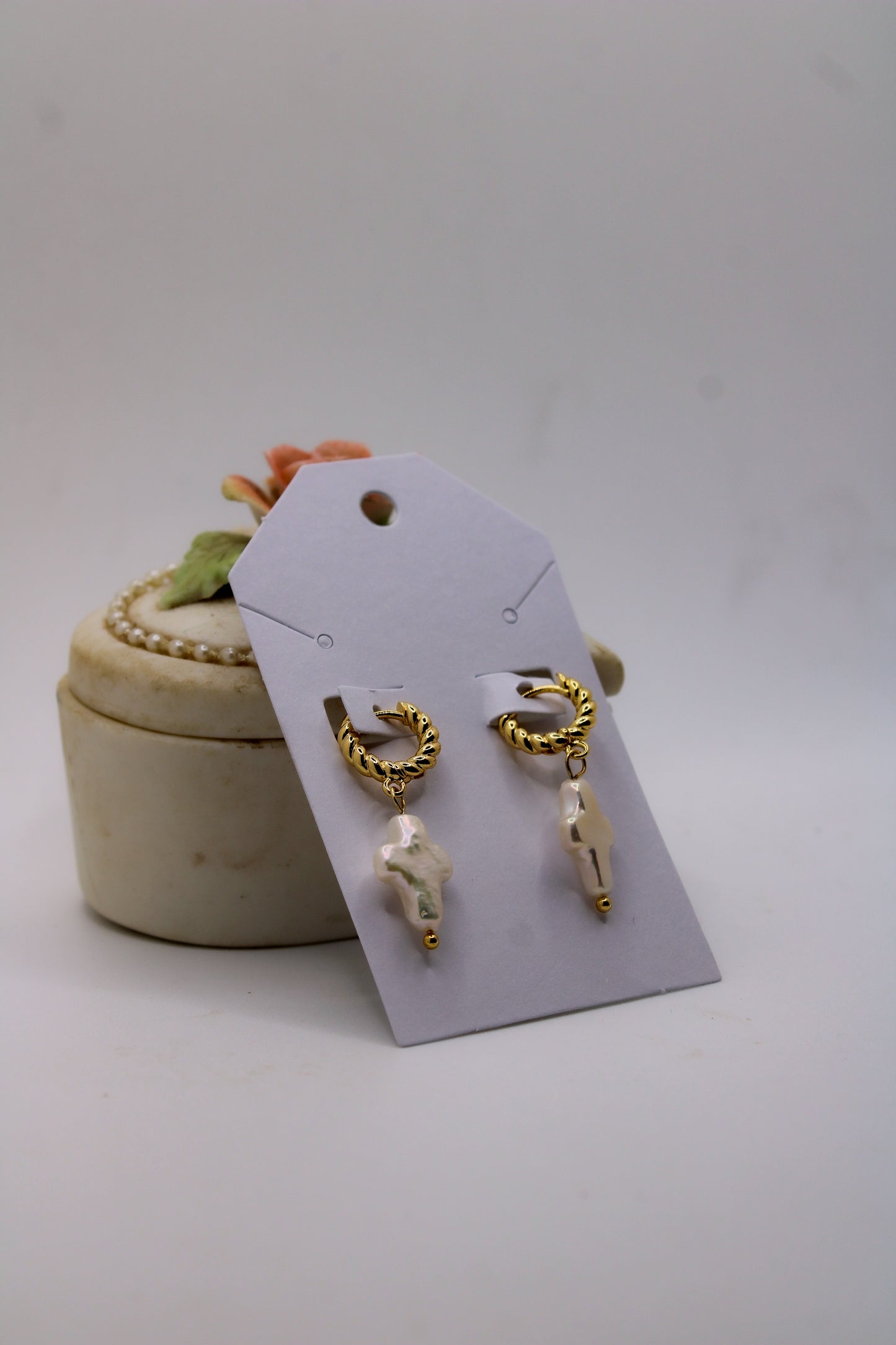 Pearl Cross Earrings